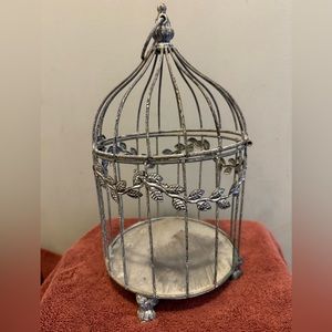 Silver bird cage decor